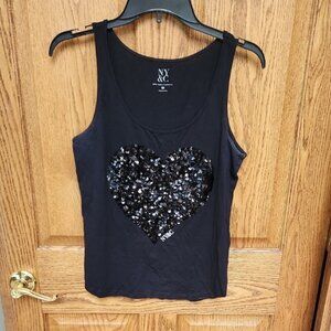 New York & Company Black Tank with Sequin Heart